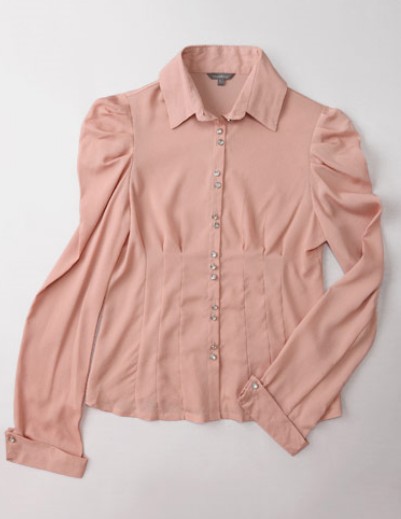 Women blouses pink color long sleeve - Click Image to Close